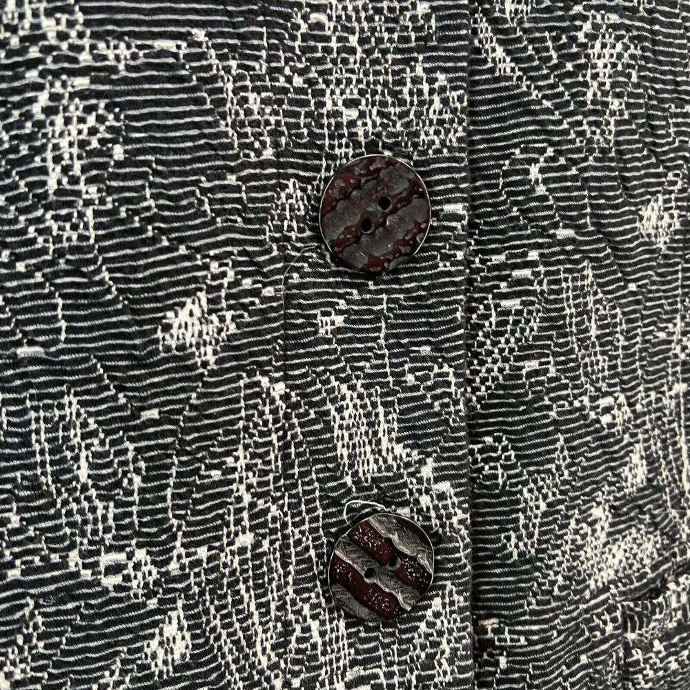 Habitat Blazer Jacket Women M Blue Knit Tapestry Texture Buttons Pockets Stretch - Picture 13 of 16